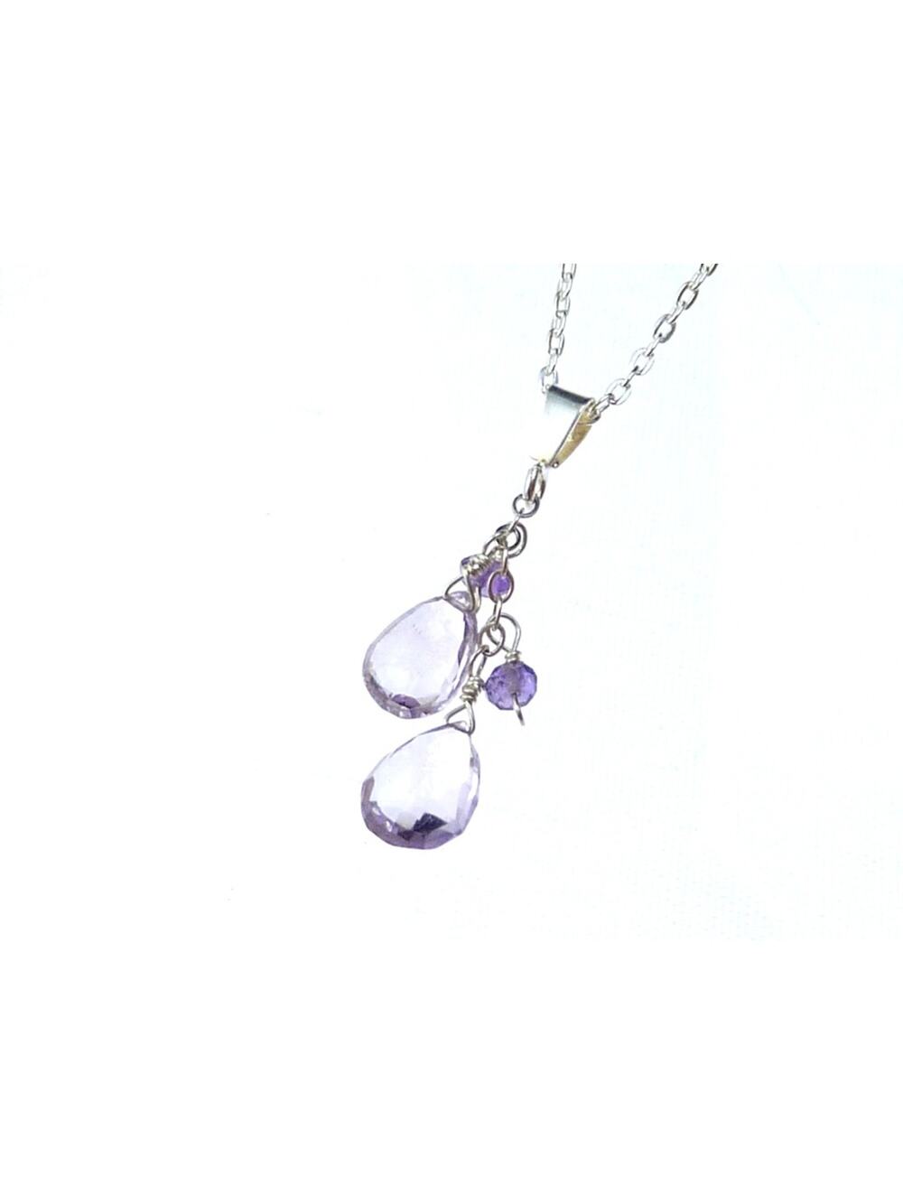 Pink Amethyst Necklace Pendant 925 Sterling Silver